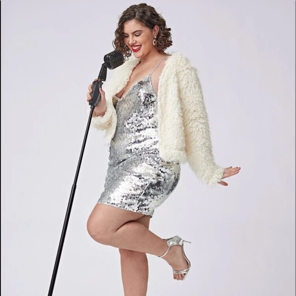 Ivory Open Front Faux Fur Blazer Jacket - Picture 4 of 6